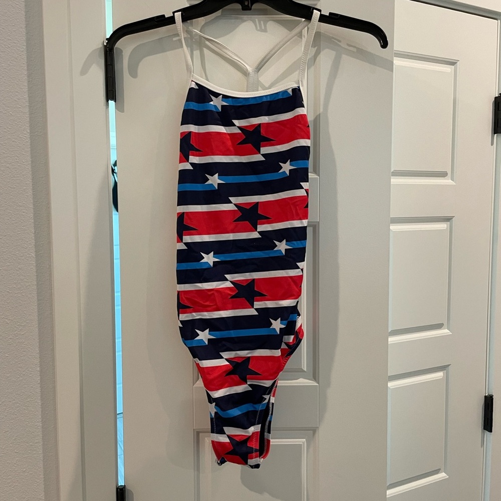 Speedo Red, White & Blue Star Stripe One-Piece Swimsuit